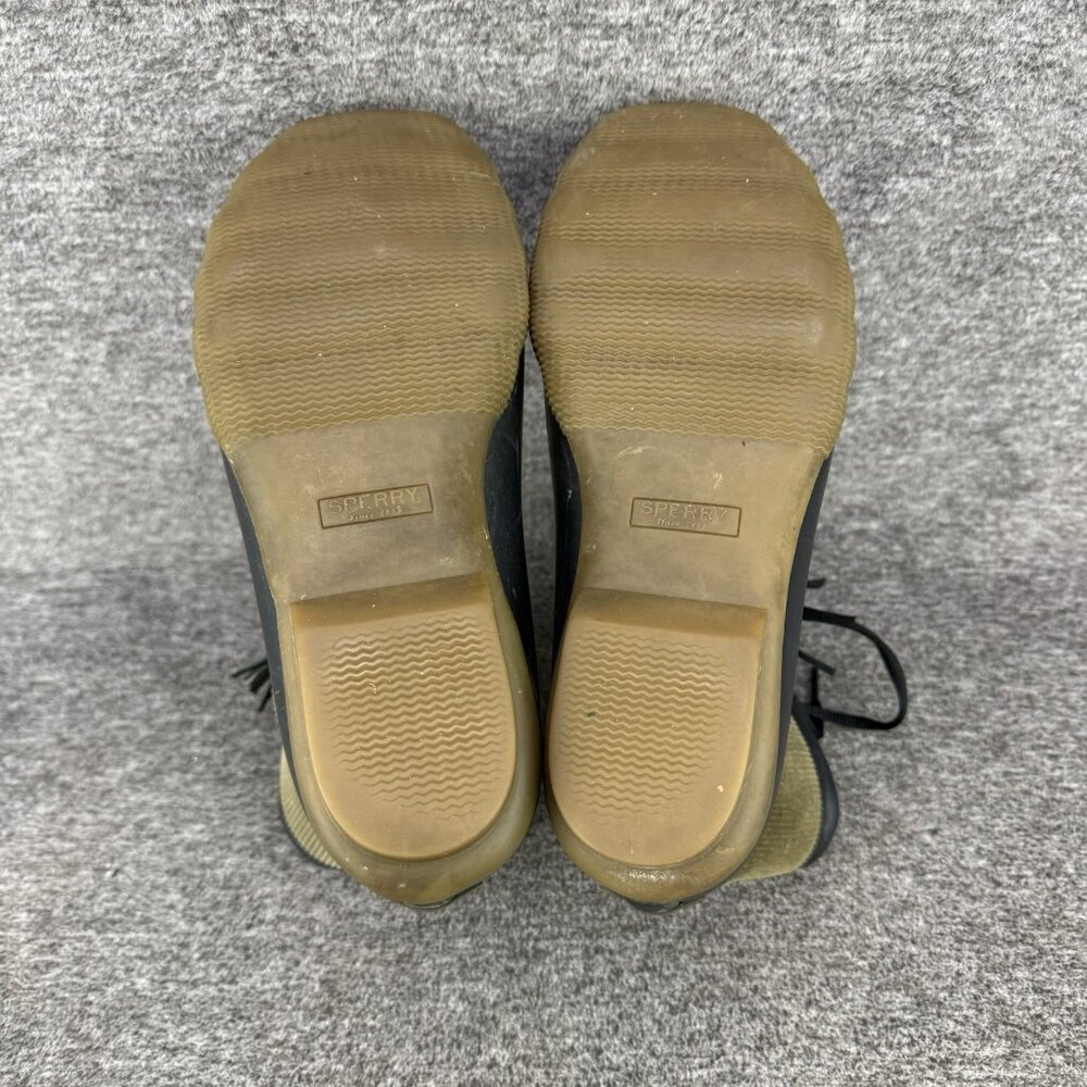 ✅Sperry Boots Womens 8 Saltwater Tassel Corduroy Duck Boot Olive Black NO INSOLE - Picture 3 of 10